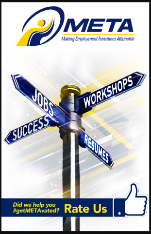 META Employment Services Logo includes the words Jobs, Resume, Workshops, Success