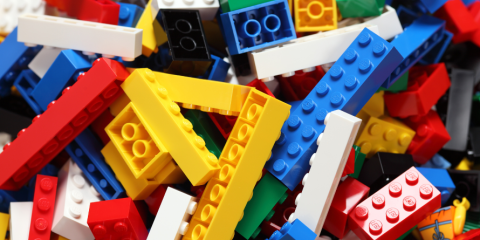 A pile of LEGO pieces.