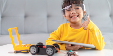 A child making a robot.