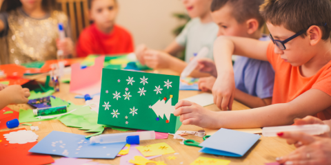 Children decorating cards