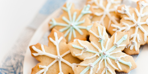 Snowflake cookies on a plate