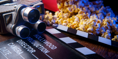 Popcorn and a film camera.