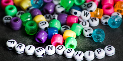 Assortment of beads on a table