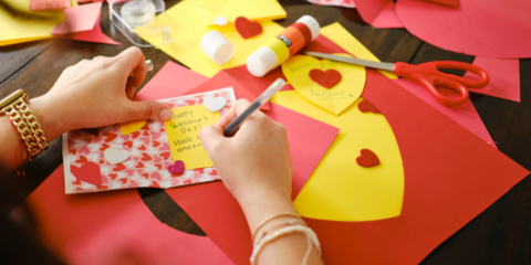 Craft making materials on a table