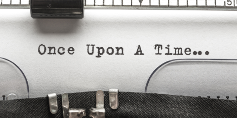 'Once Upon a Time' typed on a typewriter. 