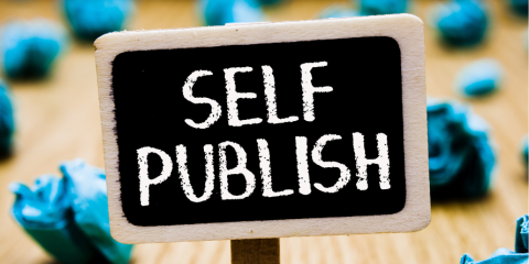 Little sign that reads 'self-publish'.