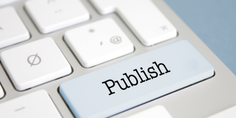 Keyboard key that reads 'Publish'.