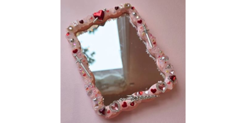 A locker mirror with charms