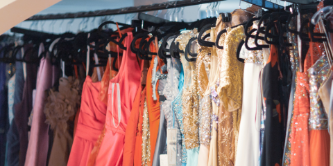 A rack of dresses