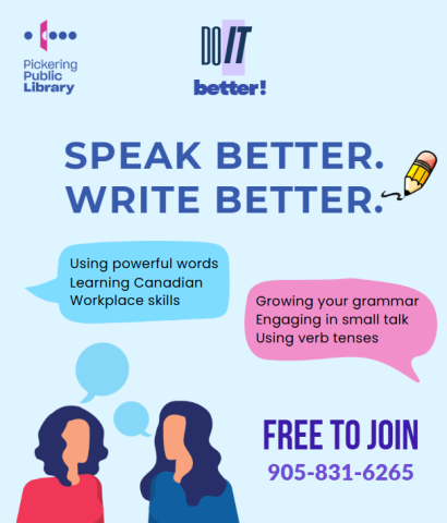 Animated event flyer with two people at bottom left corner