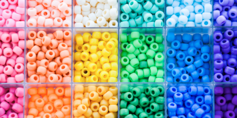 A colourful tray of beads