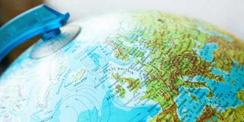 Close-up photo of the top of a globe.