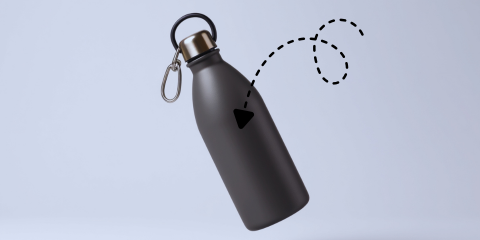 bottle with arrow pointing to where your design will go