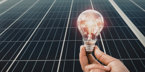 lightbulb and solar panel