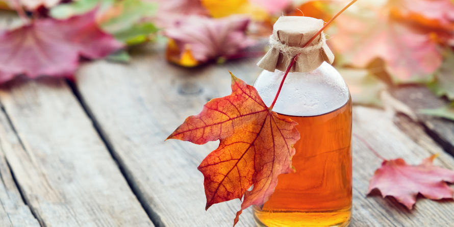 A jar of maple syrup.