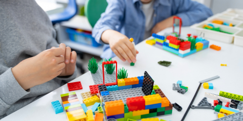 Kids playing LEGO