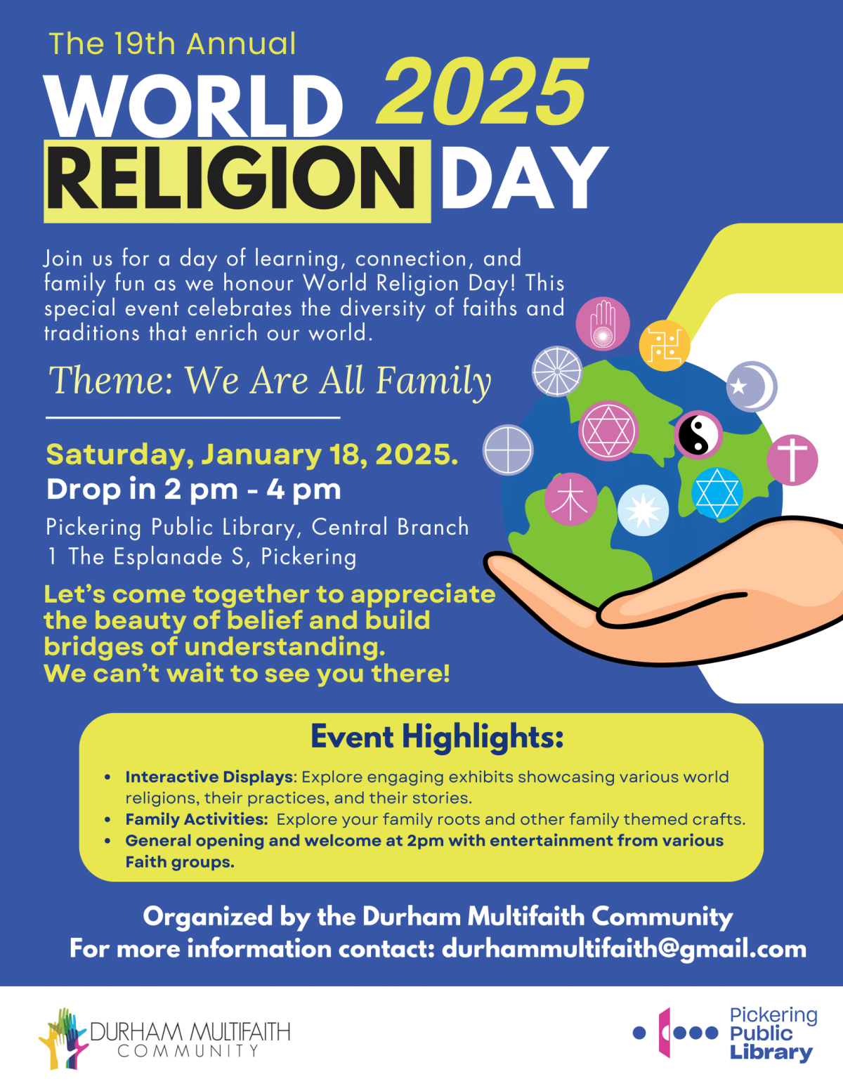 Poster for World Religion Day 2025 outlining details of the event.