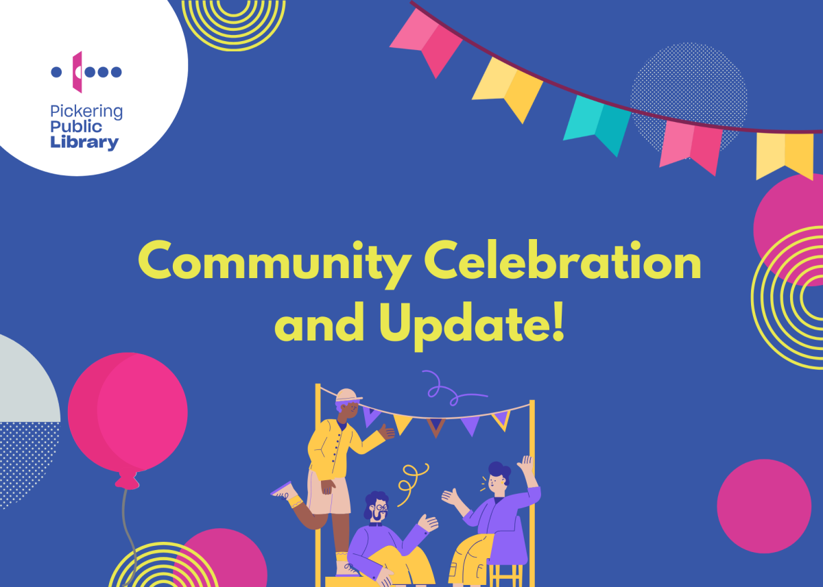 community celebration and update poster with balloons