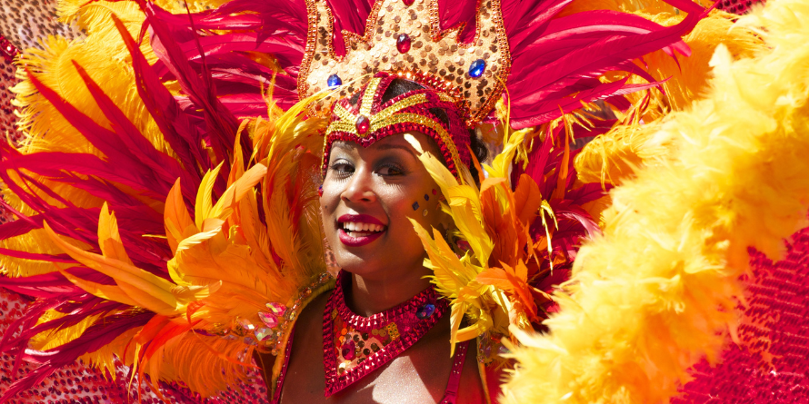 Woman in an extravagant carnival headband