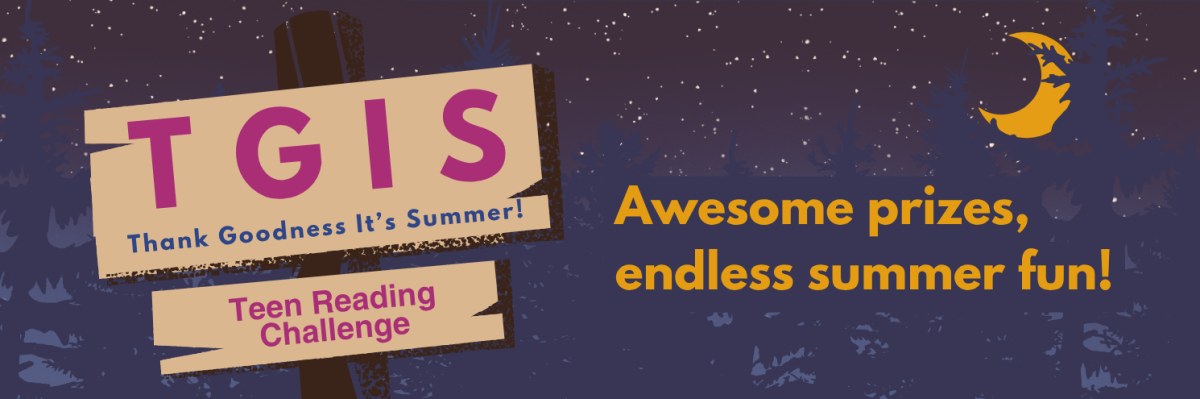 Night sky with a wooden sign that says "TGIS"