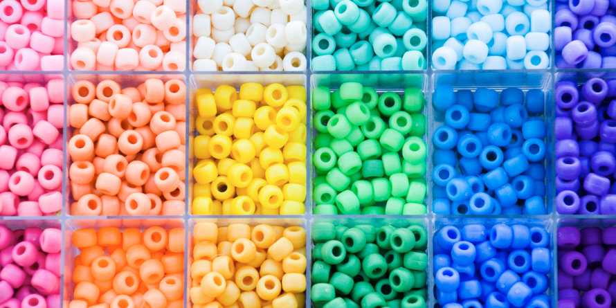 A colourful tray of beads
